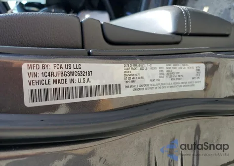 2021 Jeep Grand Cherokee Limited z USA, uszkodzony, nr VIN 1C4RJFBG3MC632187